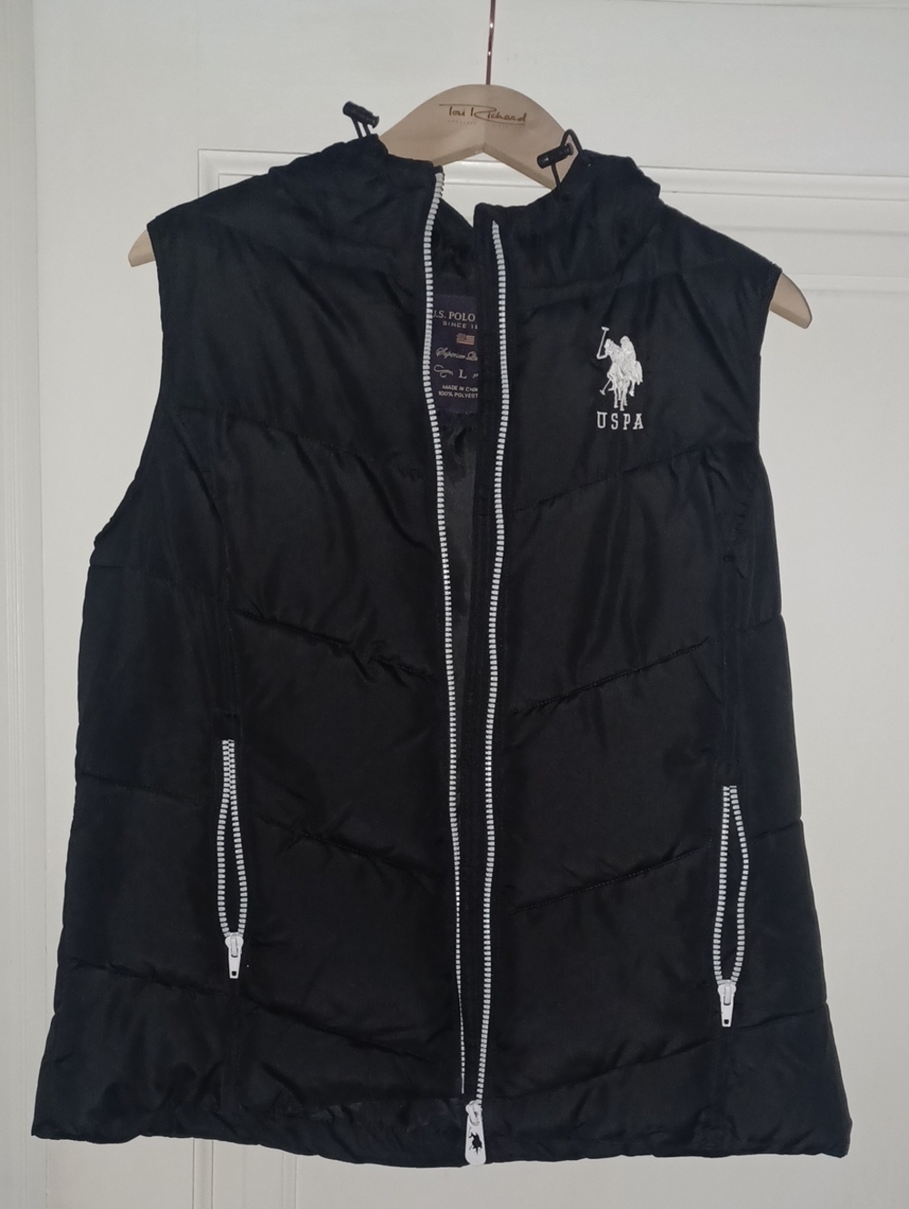 U.S. Polo Assn. Black Quilted Hooded Vest
